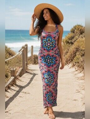 Mara Hoffman Racerback Bodycon Maxi Dress Small Resort Beach Vacation Glam